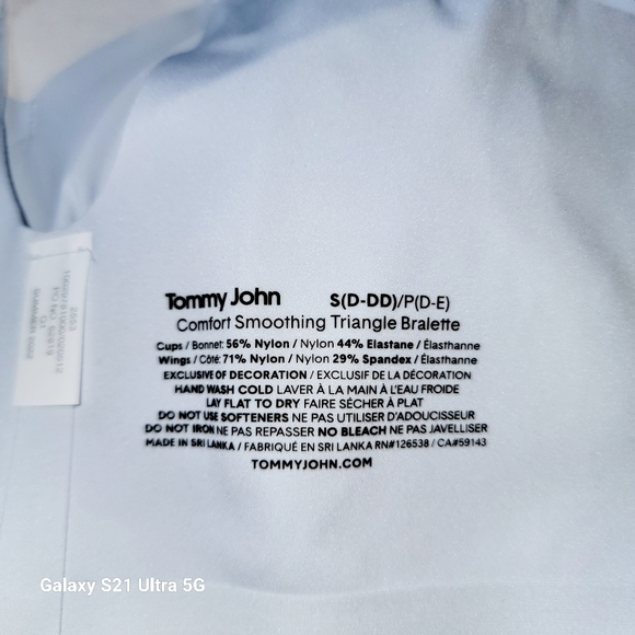 Tommy John Comfort Smoothing Triangle Bralette Plein Air (Blue) Sz S (D-DD) NWT - Picture 7 of 12